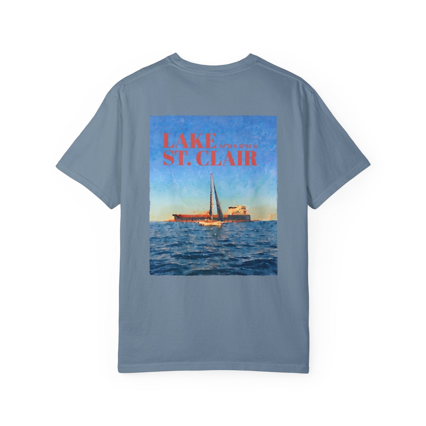 Lake St. Clair Tee - Freighter & Sailboat