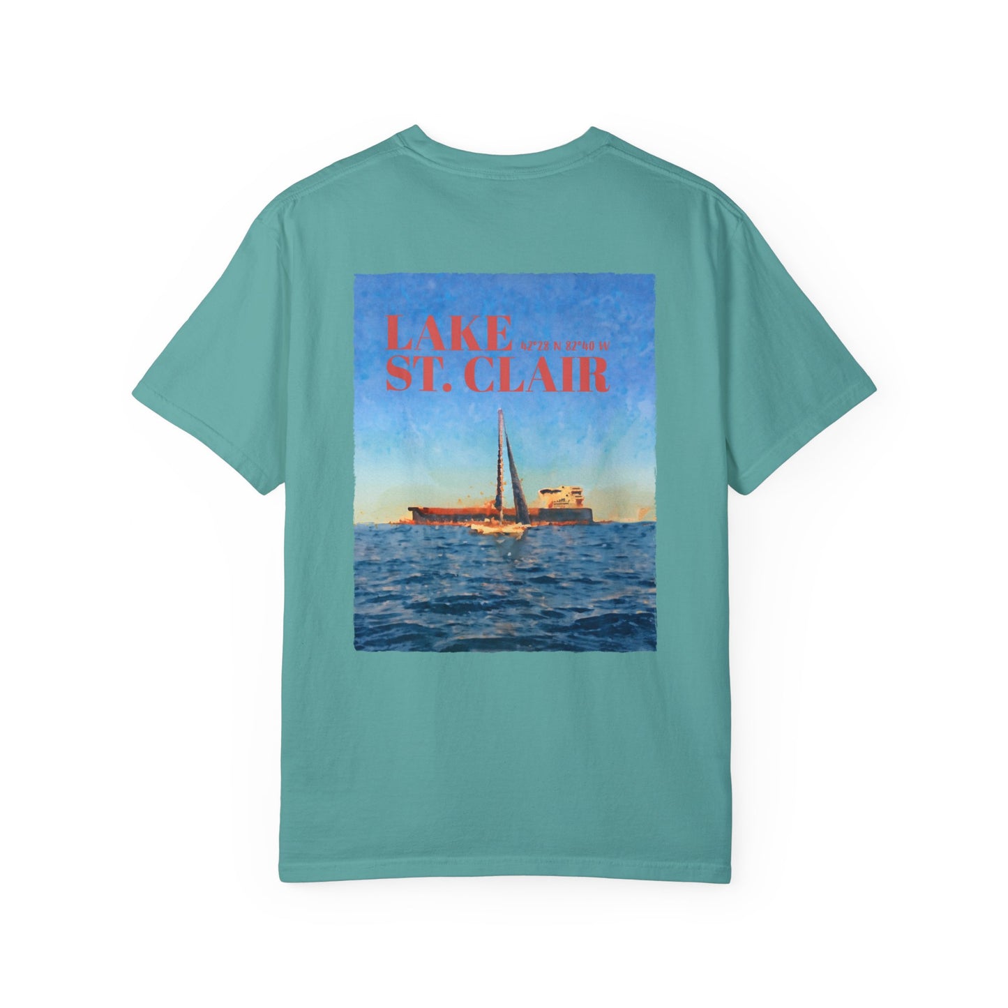 Lake St. Clair Tee - Freighter & Sailboat
