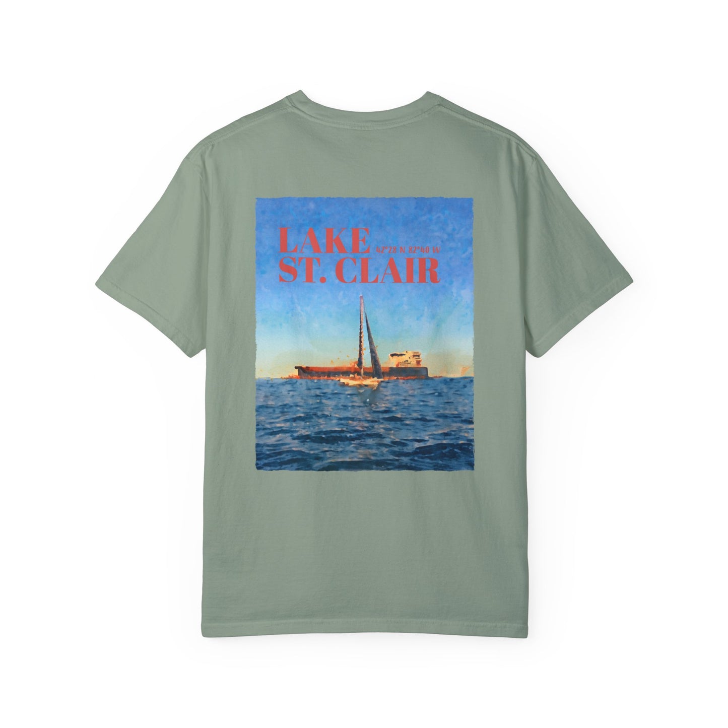 Lake St. Clair Tee - Freighter & Sailboat