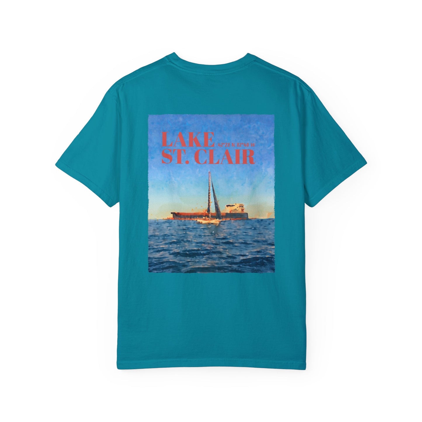 Lake St. Clair Tee - Freighter & Sailboat