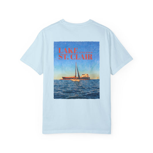 Lake St. Clair Tee - Freighter & Sailboat